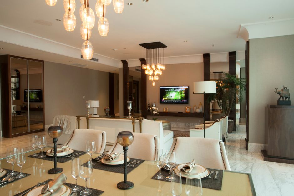 A modern smart home living room