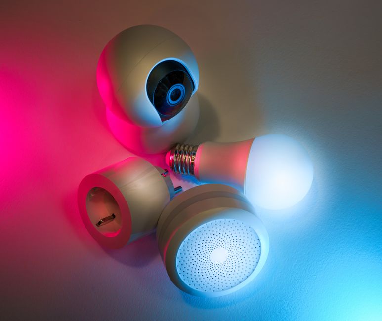 Colourful smart lighting in a living room