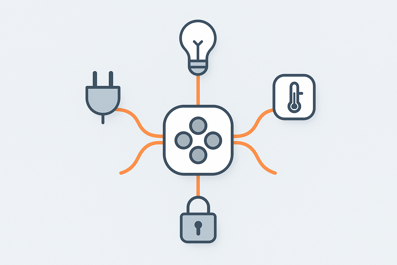 Illustration of a smart home hub connecting different device protocols
