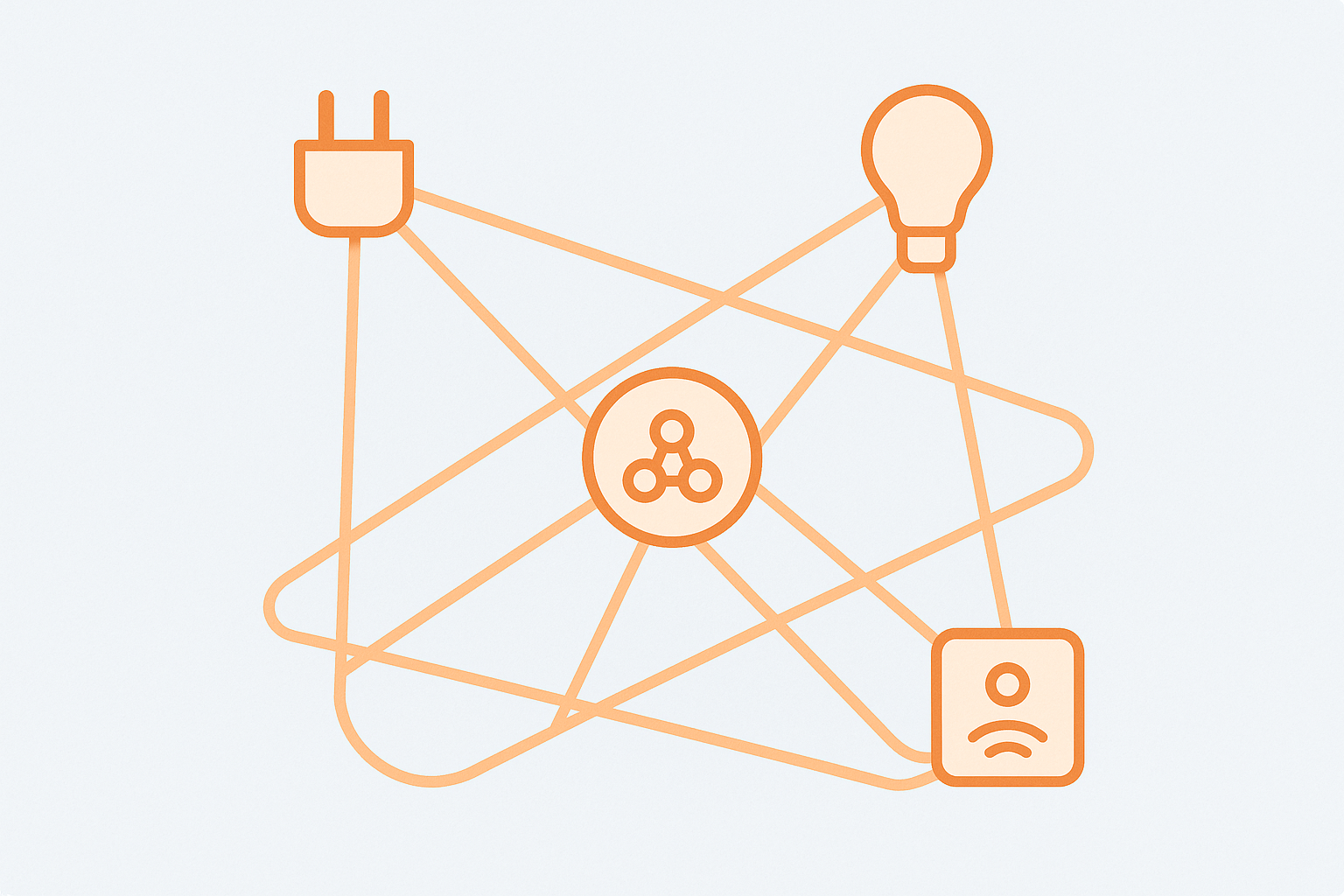 Illustration of a starter smart home mesh network coming together