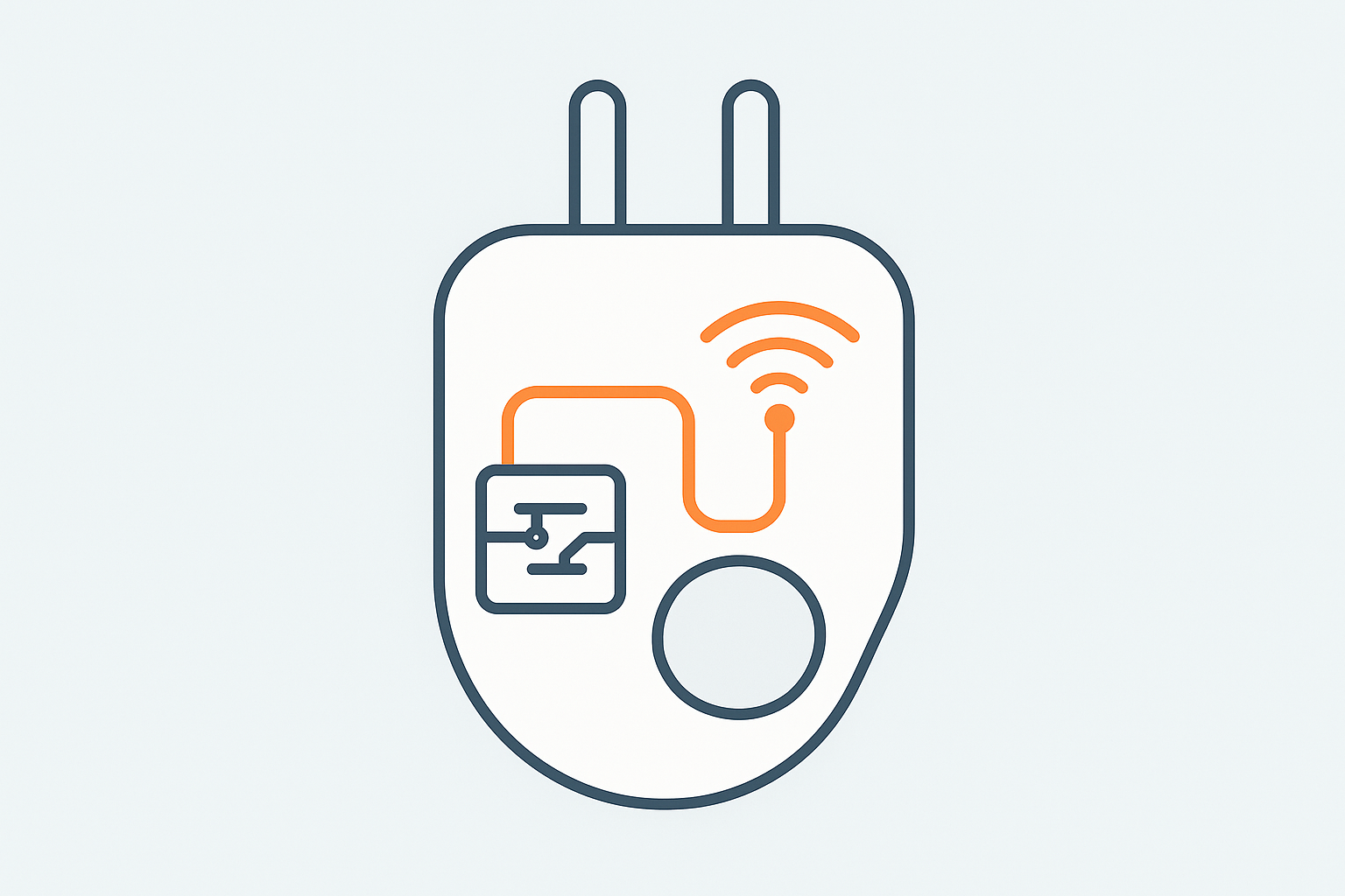 Illustration showing the relay and Wi-Fi radio inside a smart plug