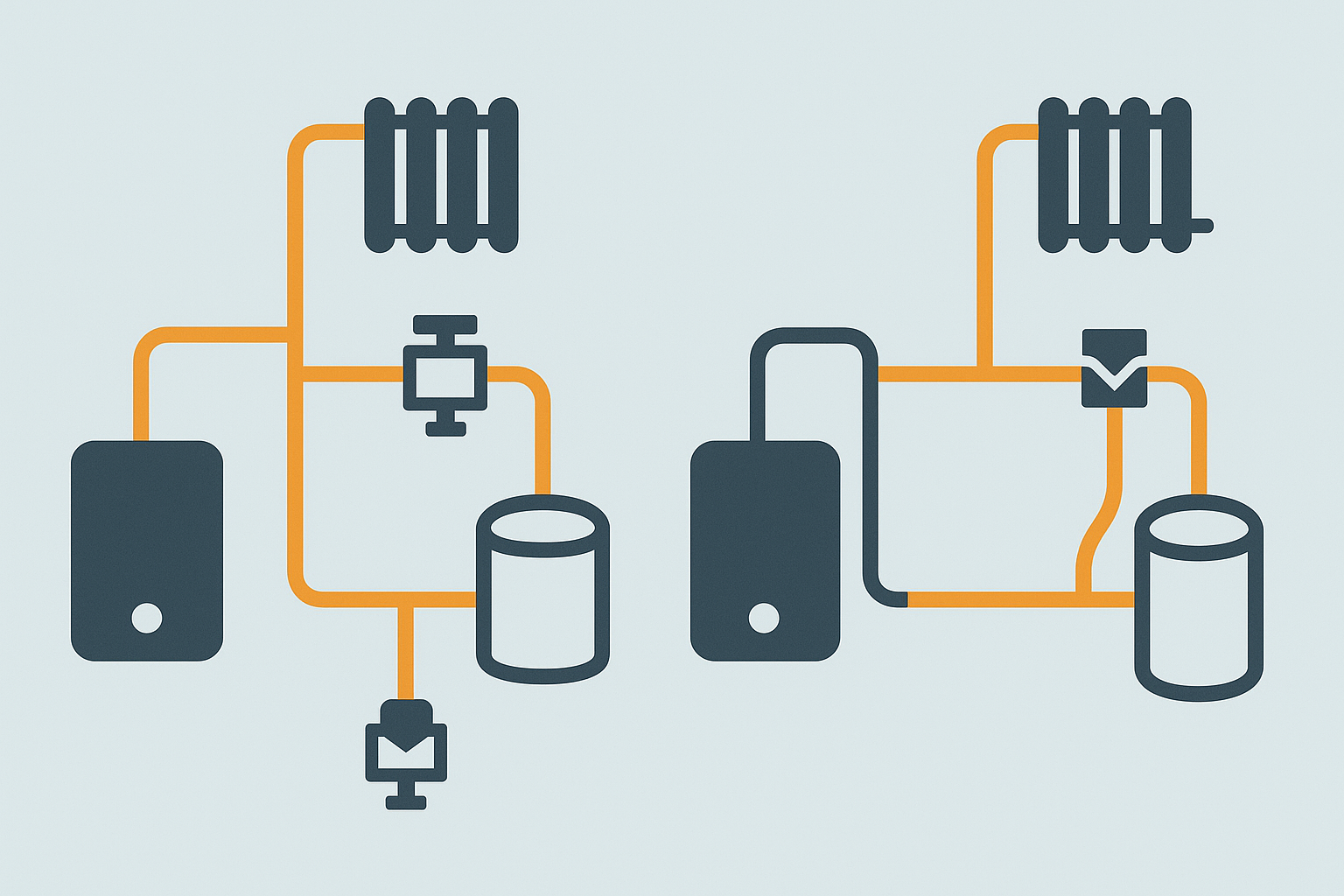 Diagram comparing S-Plan and Y-Plan central heating wiring configurations